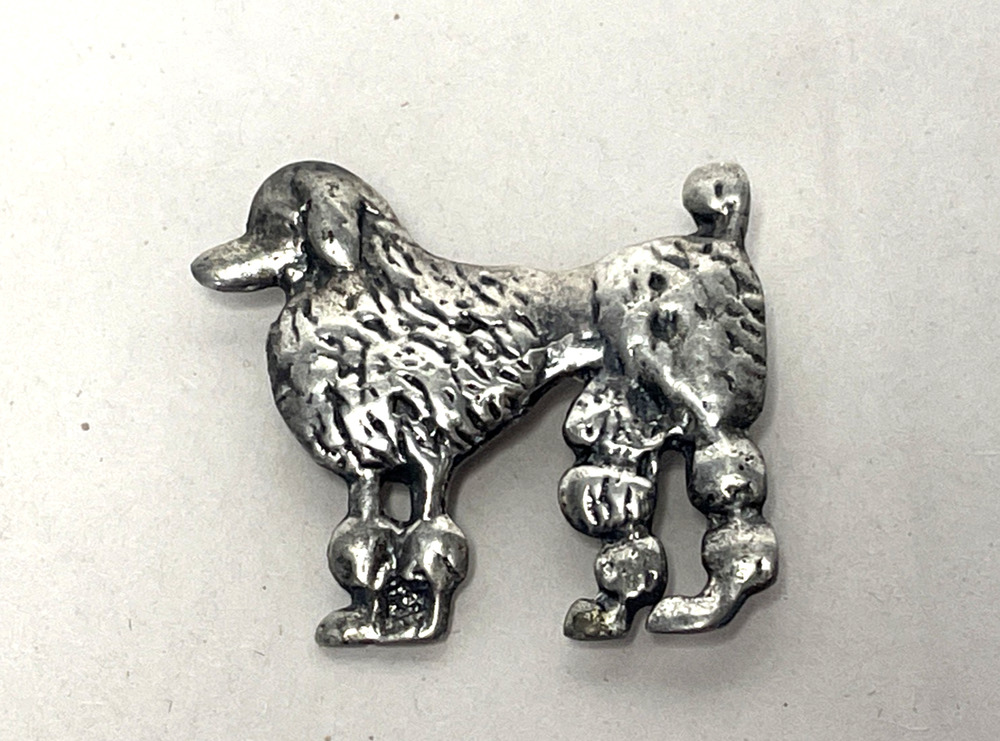 Vintage Sterling Silver Poodle Dog Brooch Pin 9g Figural Caniche Estate